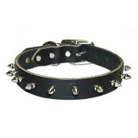 OMNI PET No.100LK-BK26 Leather Spiked 1-Ply Latigo Collar 1inx 26in Color Black 445-10853